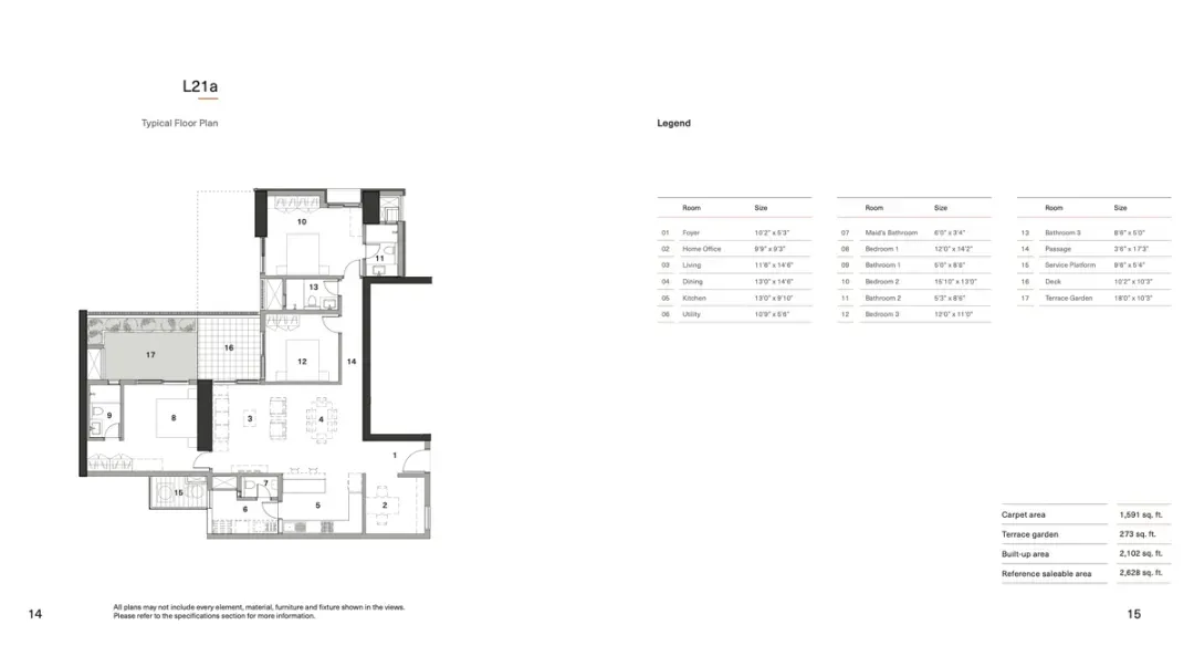 TEDBTW Floor Plan l21a (3BHK)